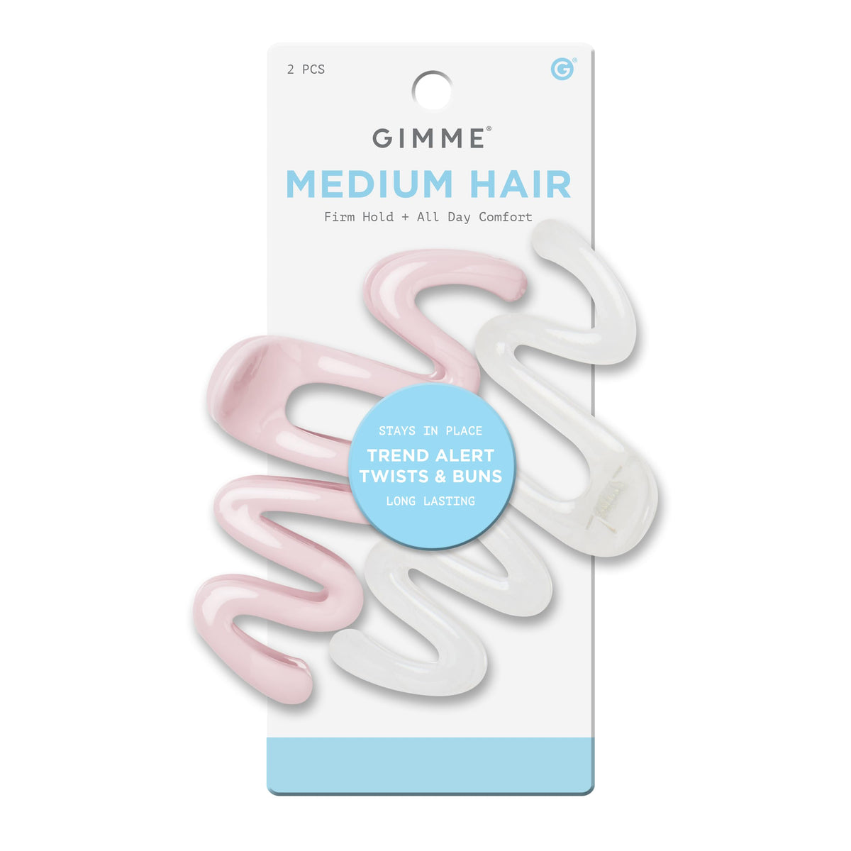 GIMME medium wave clip front view showing bold squiggle design and secure hold