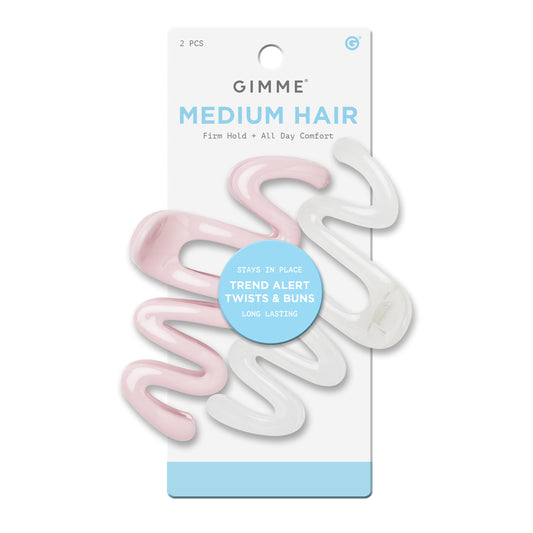 GIMME medium wave clip front view showing bold squiggle design and secure hold