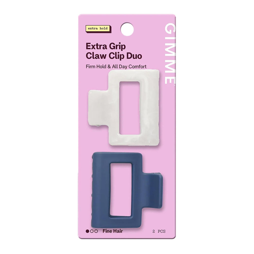 GIMME front view of navy and pearlescent clips showing shape and hold benefit