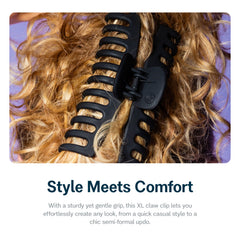 GIMME clip securing a bun for long-lasting style benefit