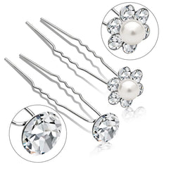Gingbiss hair pins inserted in a bridal chignon demonstrating secure hold and elegant sparkle