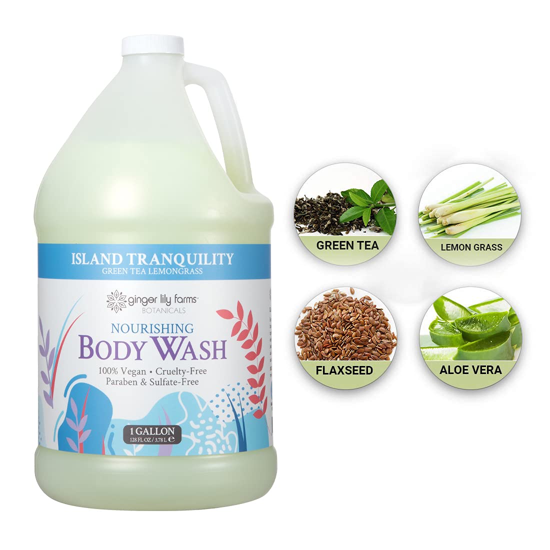 Ginger Lily Farms arrangement of essential oils and botanicals showing natural scent and ingredient benefit