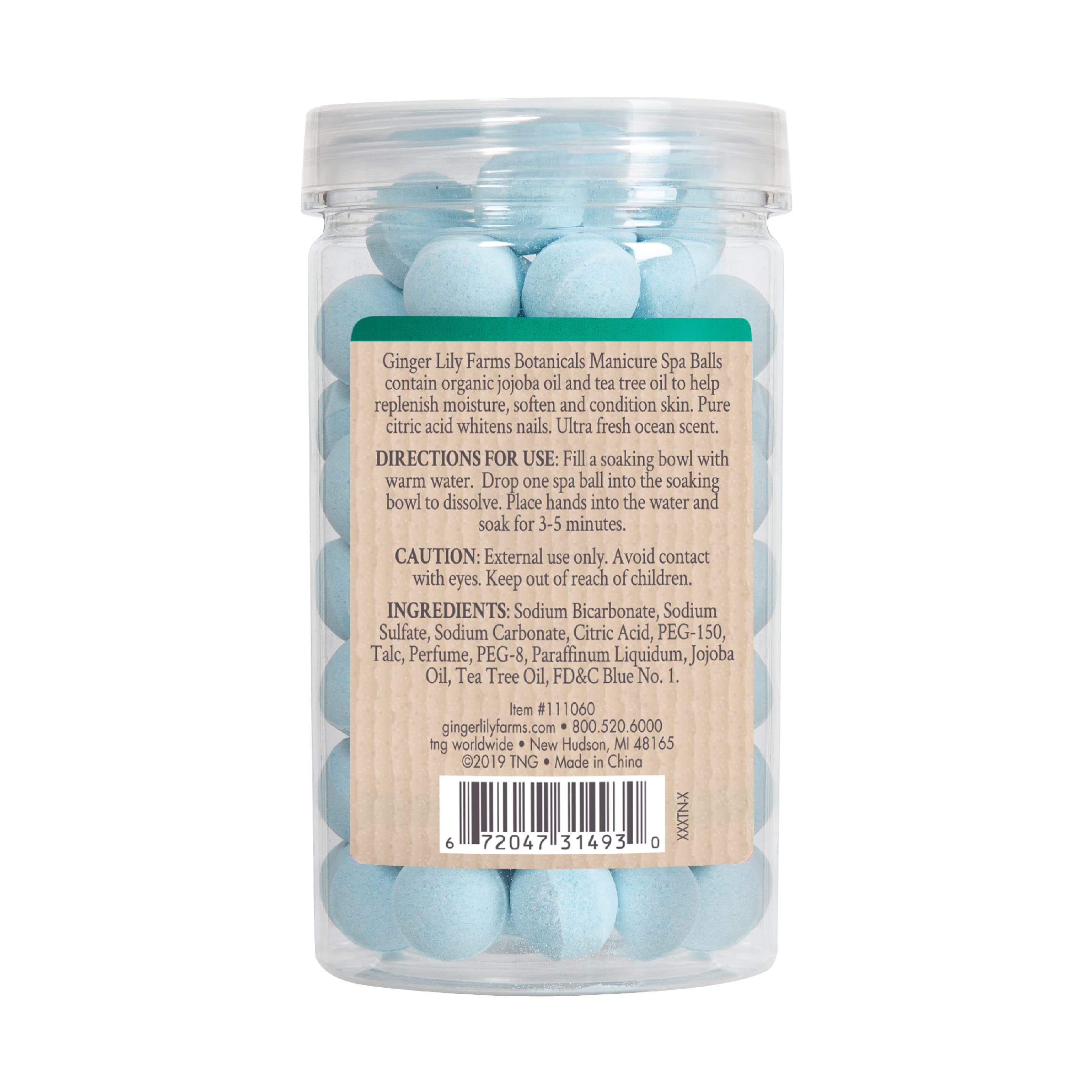 Ginger Lily Farms spa ball dissolving in a manicure bowl for easy use