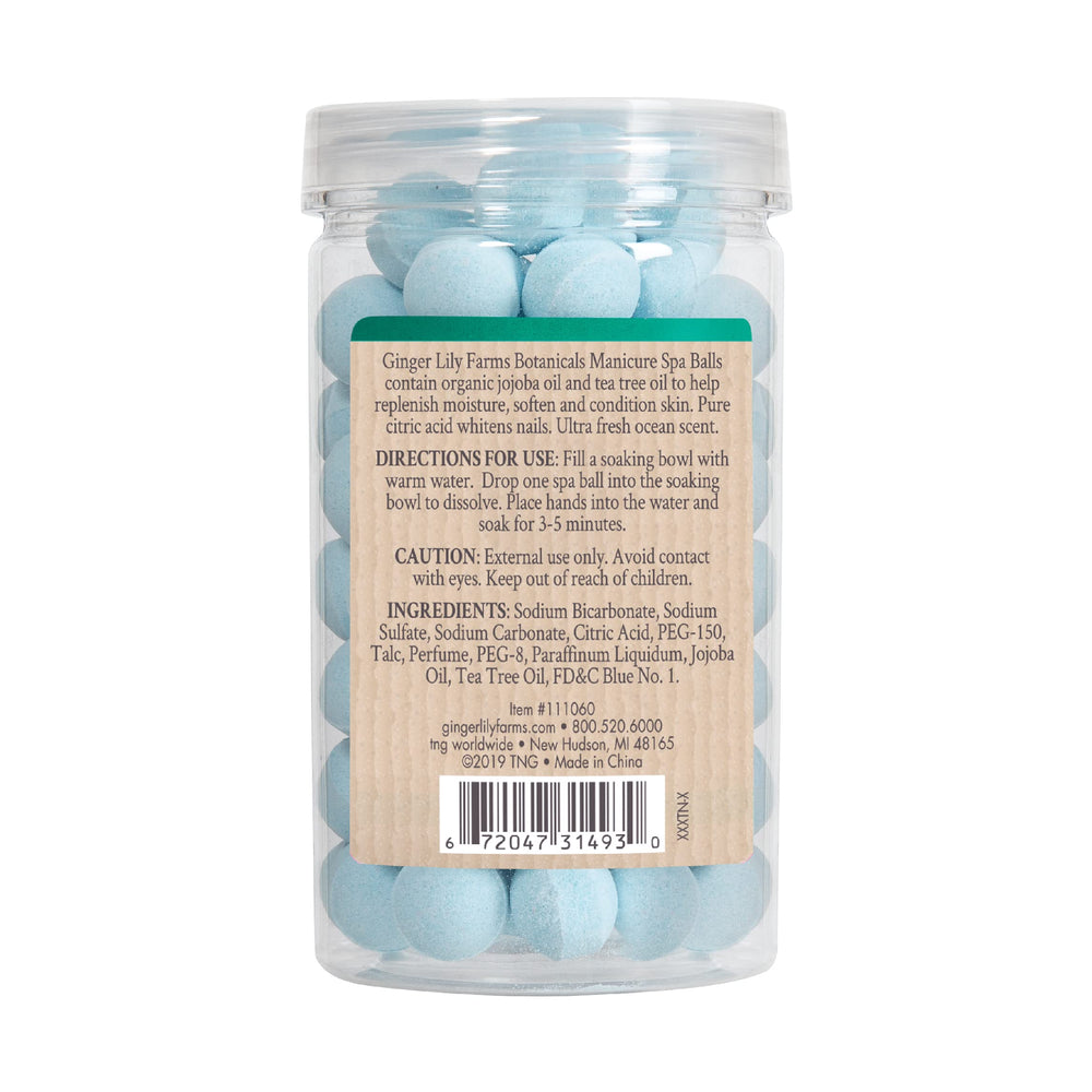 Ginger Lily Farms spa ball dissolving in a manicure bowl for easy use