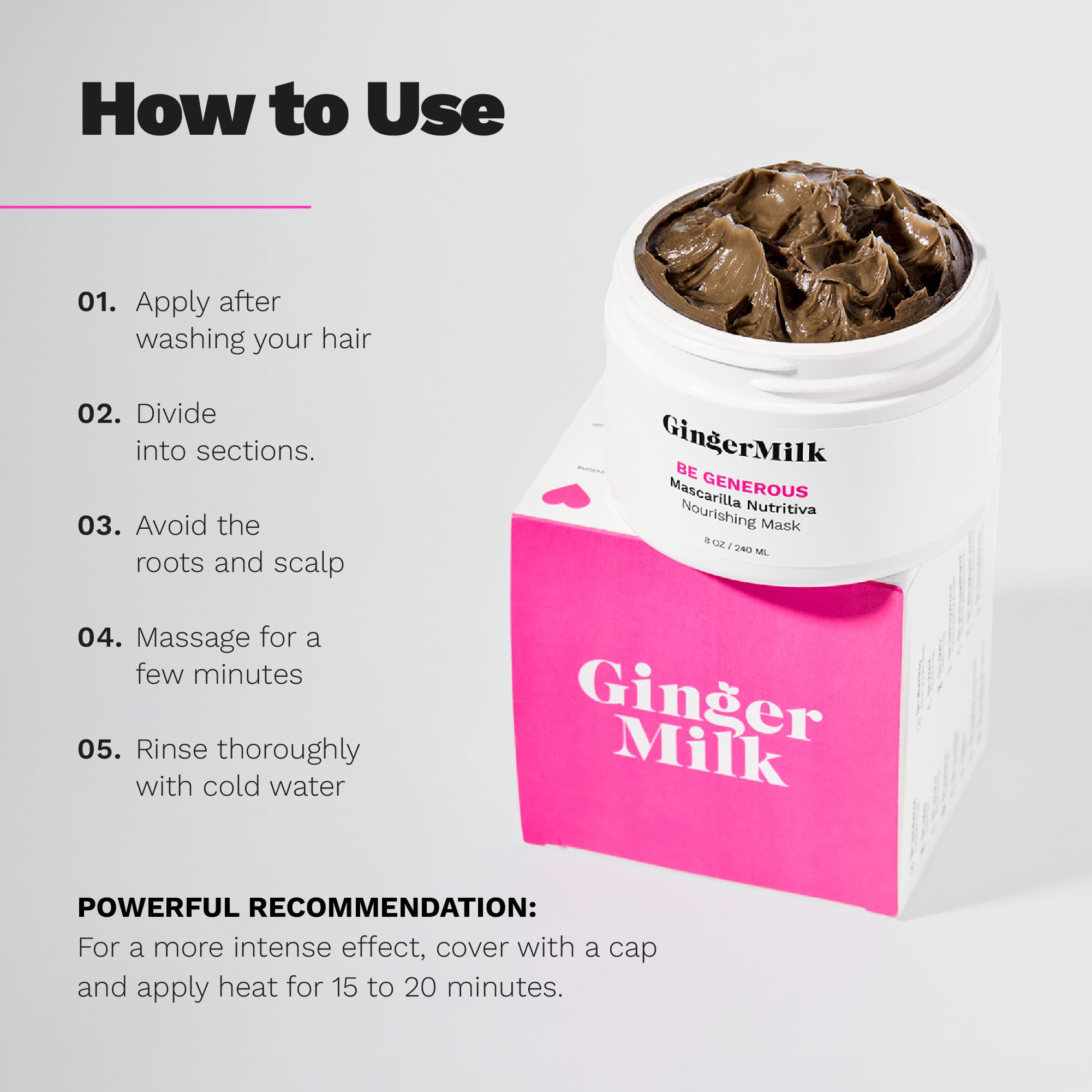 Ginger Milk Natural Care being applied to curly hair to reduce frizz