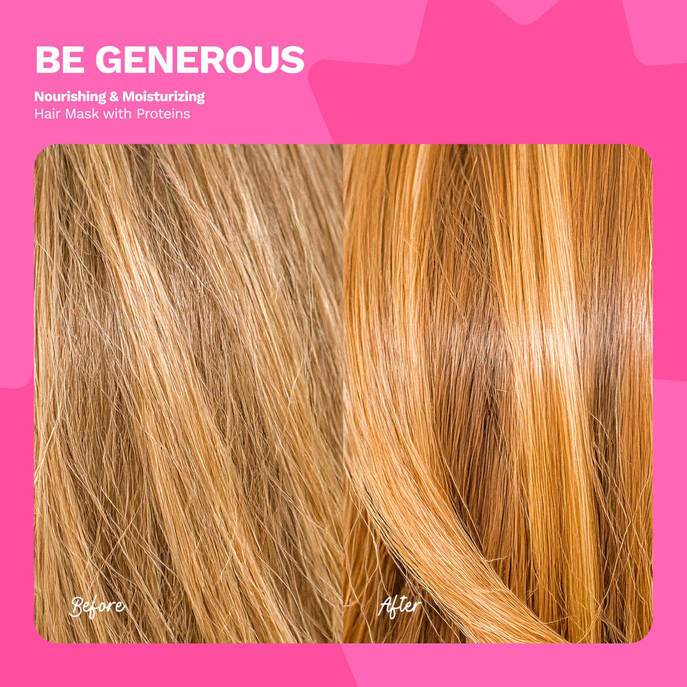 Ginger Milk Natural Care before and after hair comparison showing smoother strands