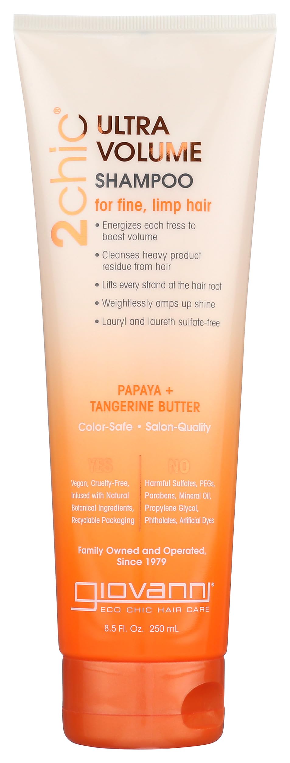 GIOVANNI front packaging showing bottle and logo for easy identification and shelf appeal