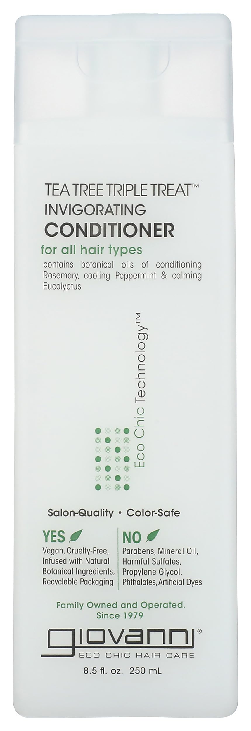 GIOVANNI bottle front label showing 8.5 oz and product benefits