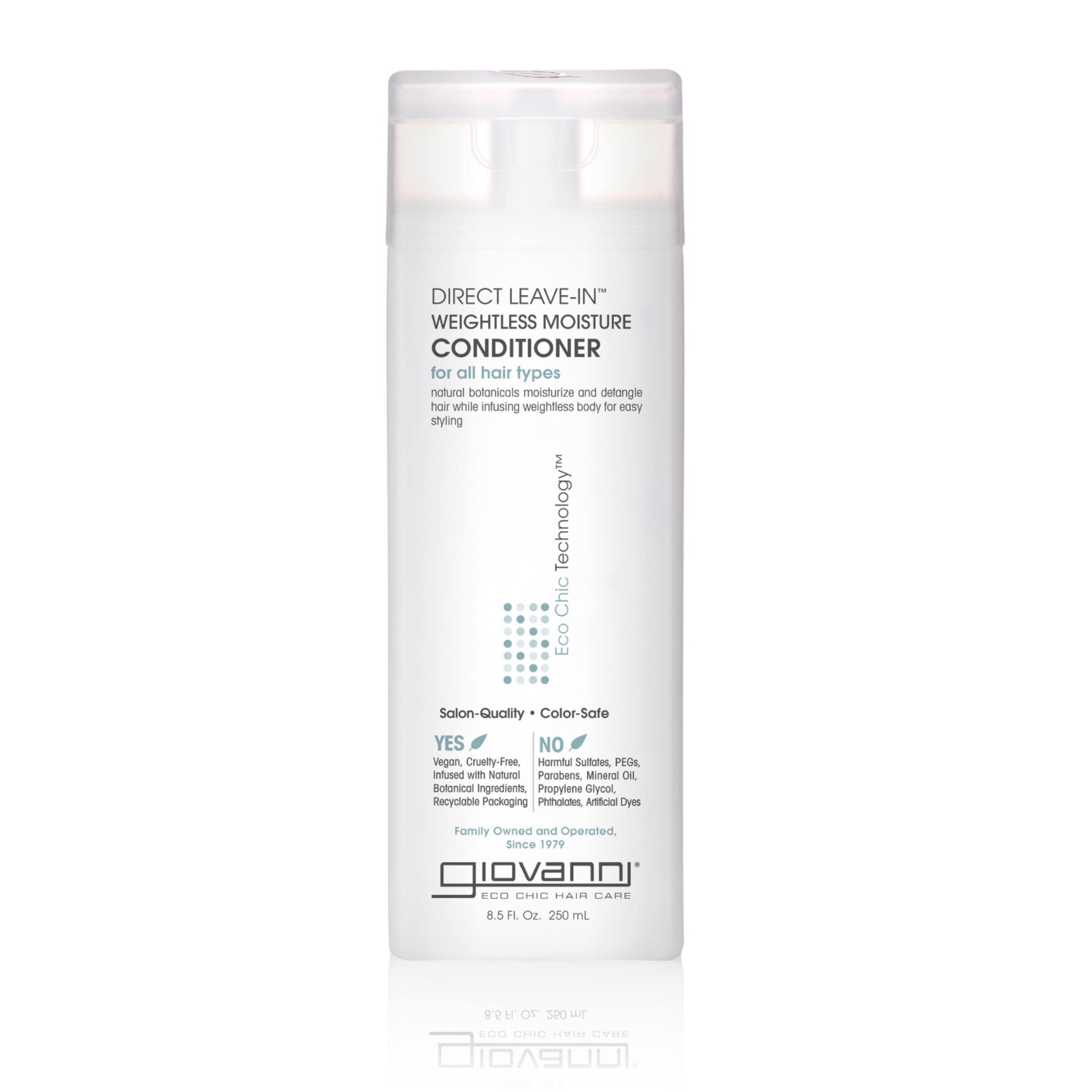 GIOVANNI front bottle view showing product and benefit of lightweight moisture
