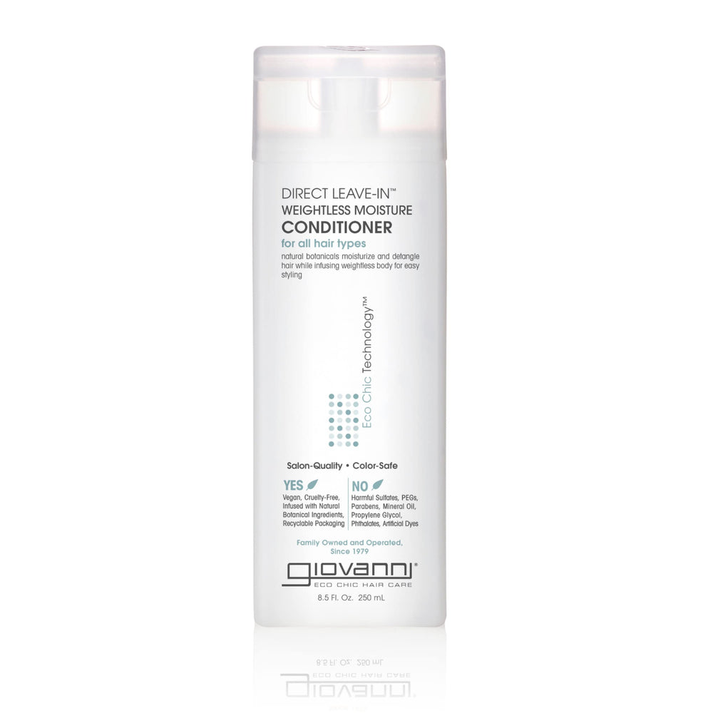 GIOVANNI front bottle view showing product and benefit of lightweight moisture