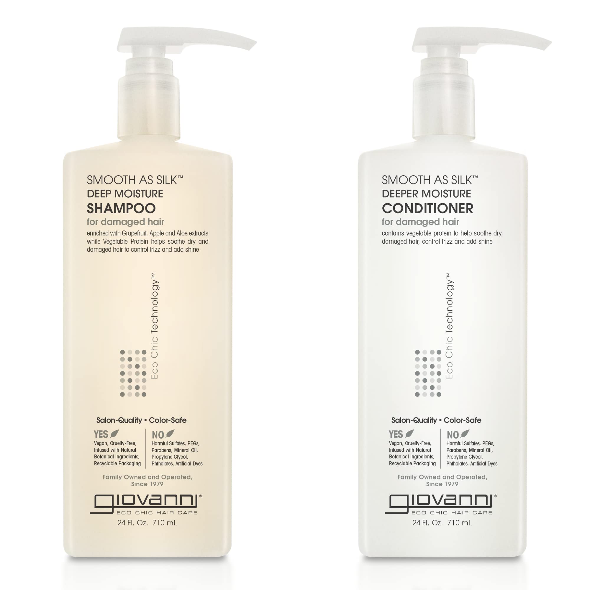 GIOVANNI front packaging showing smooth as silk set and benefit of deep moisture