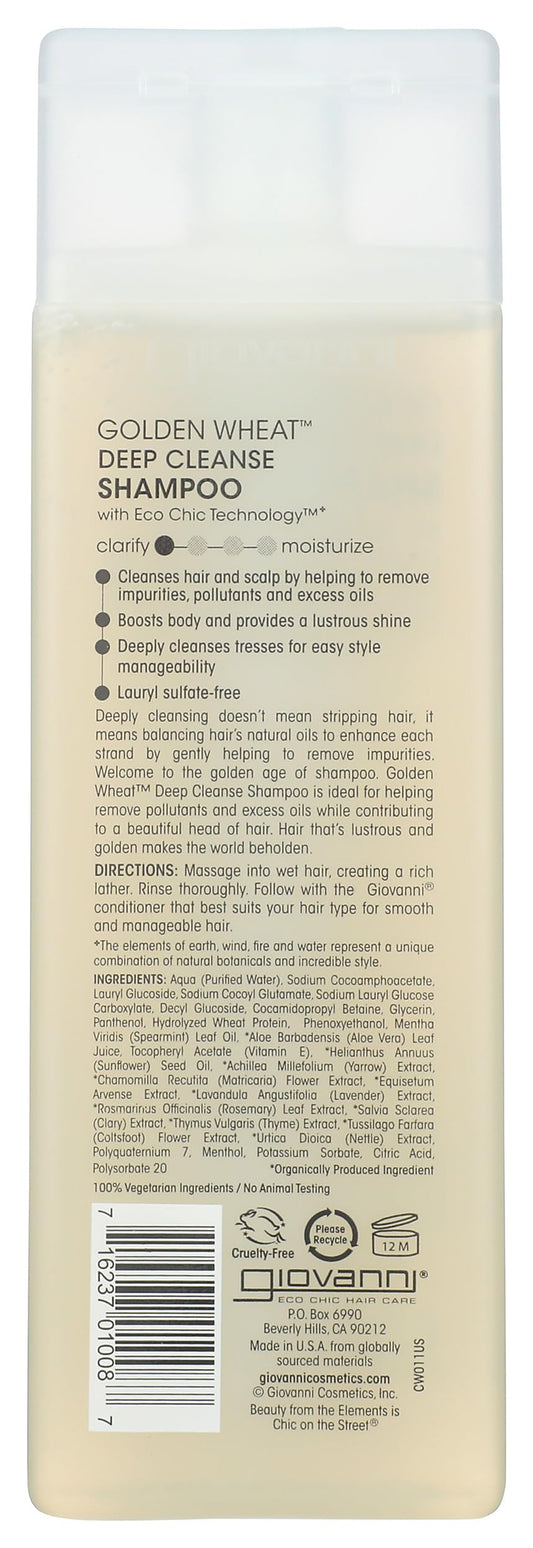 GIOVANNI close-up of label and pump highlighting natural ingredients benefit