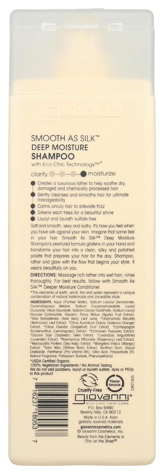 GIOVANNI label close-up highlighting apple and aloe extracts benefits