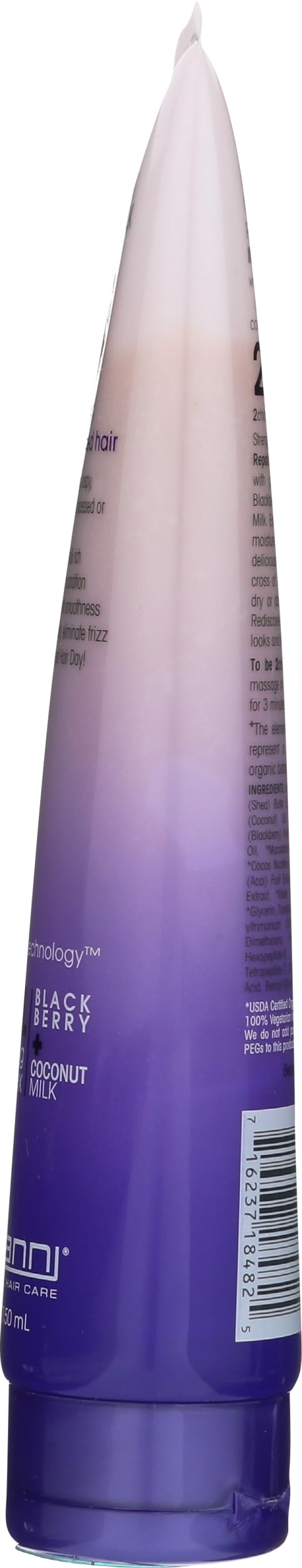 GIOVANNI label close-up of ingredients showcasing key actives like keratin and shea
