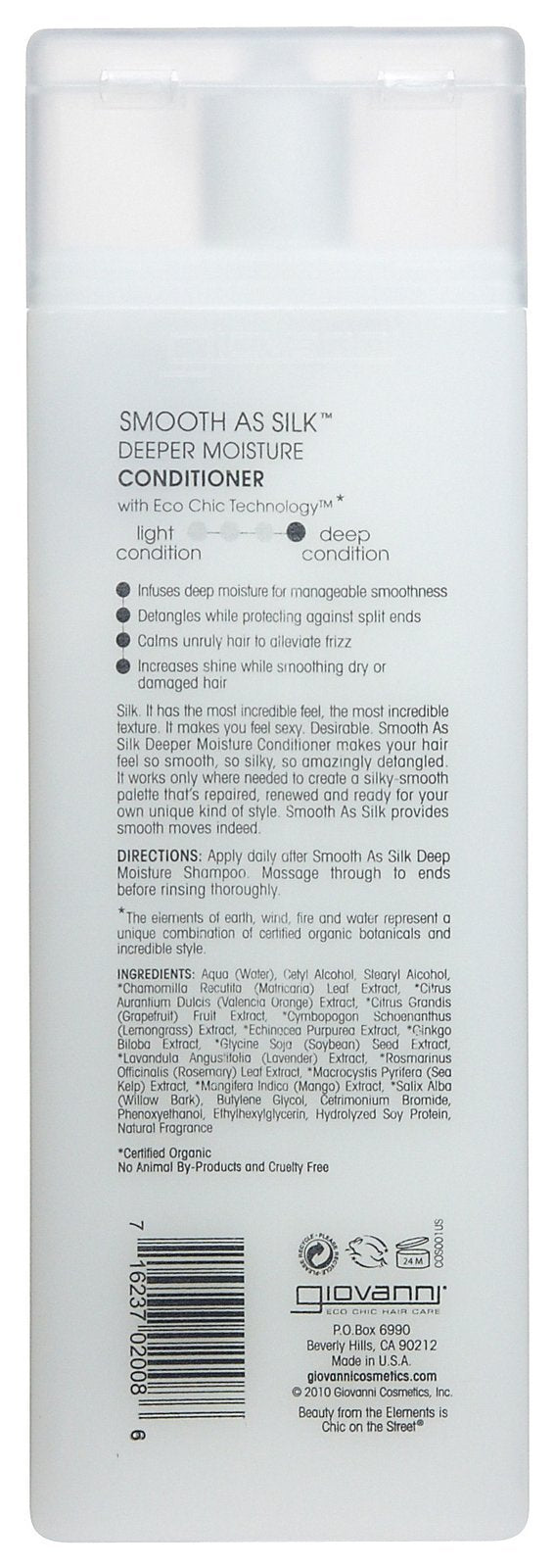 GIOVANNI conditioner texture on hand, shows creamy hydration benefit