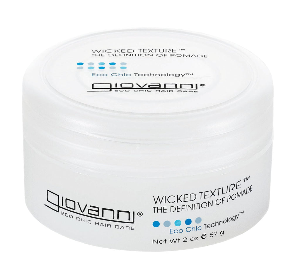 GIOVANNI pomade front jar showing firm hold and eco-friendly benefits