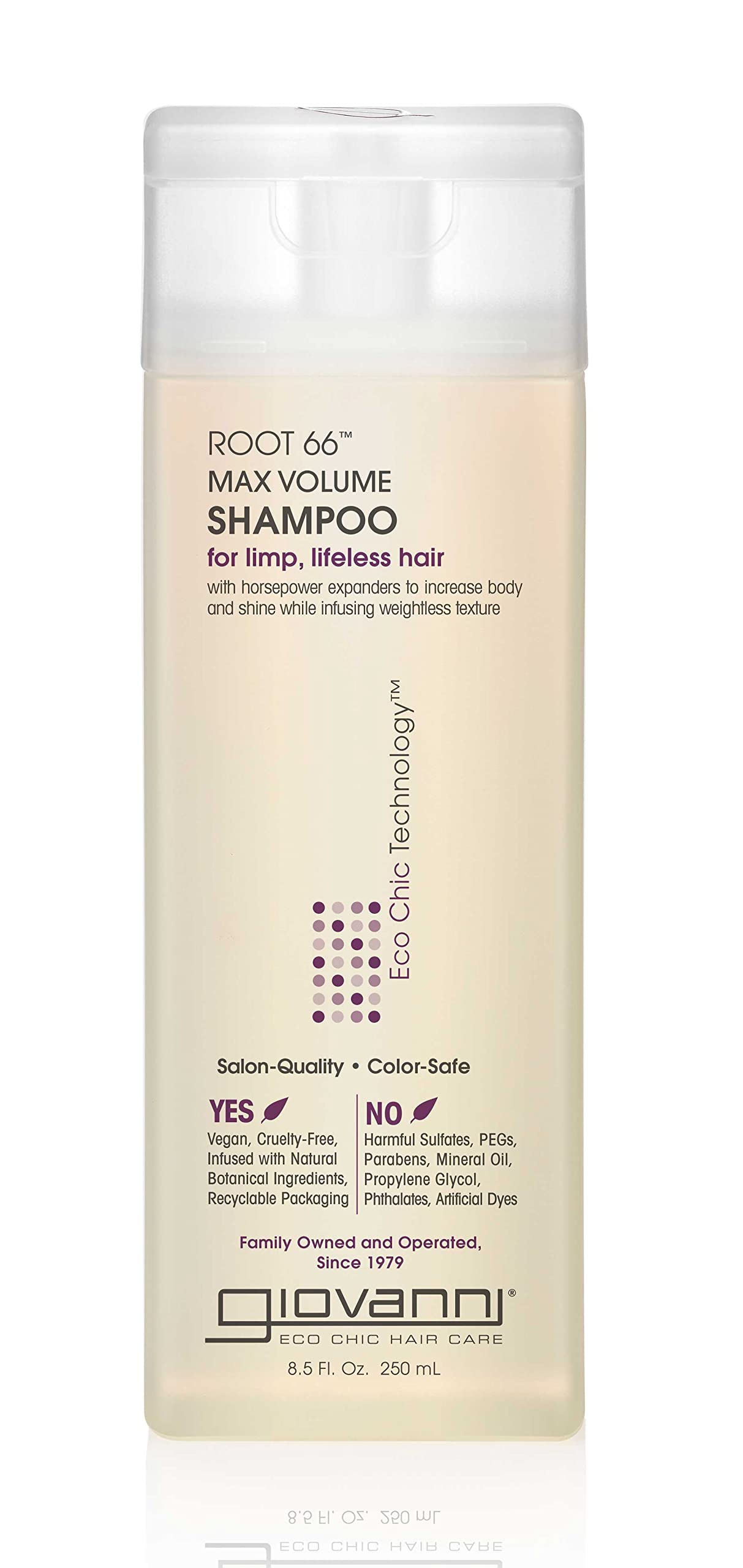 Giovanni Root 66 front bottle showing product branding and volume benefit
