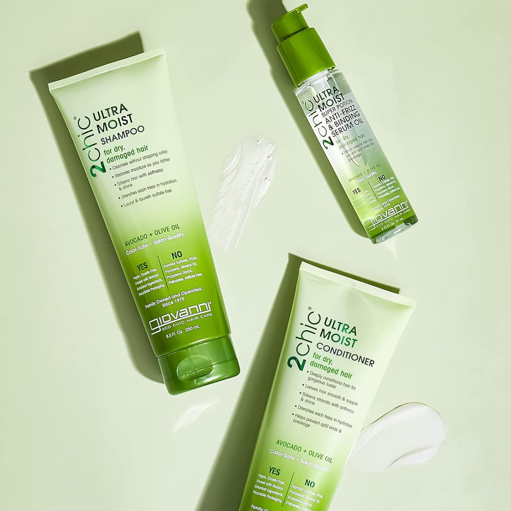 GIOVANNI applying serum to mid-lengths and ends for frizz control