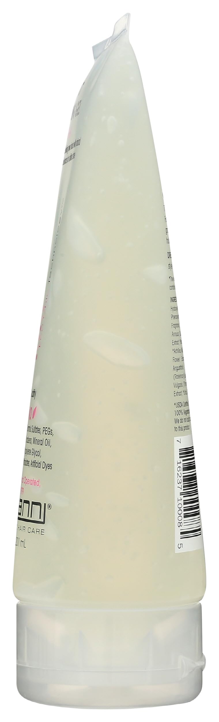 GIOVANNI bottle in hand showing 6.8 fl oz size and portability benefit