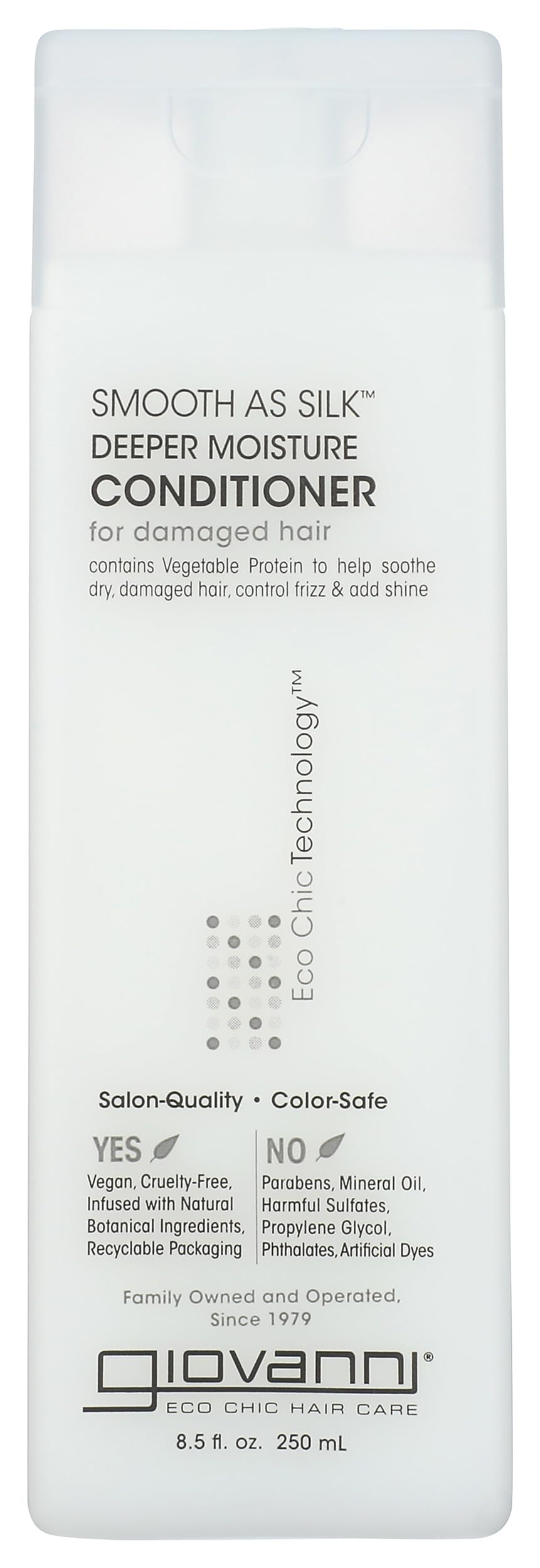 GIOVANNI front bottle shot showing lightweight detangling conditioner