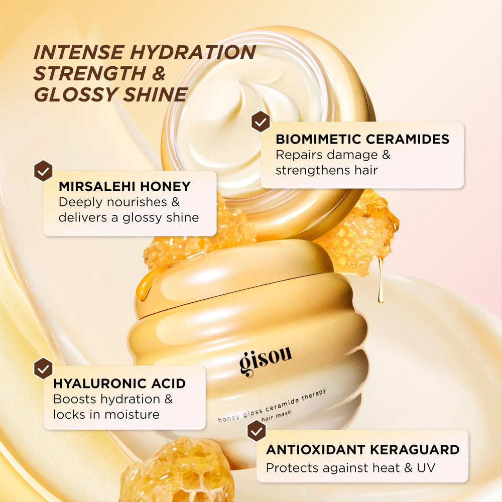 Gisou open jar revealing creamy mask texture for smooth, nourished hair