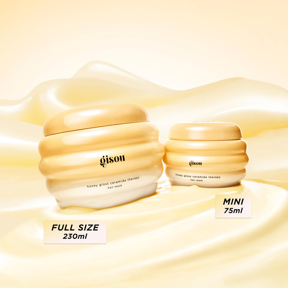 Gisou jar held in hand for scale showing generous 7.8 fl oz size