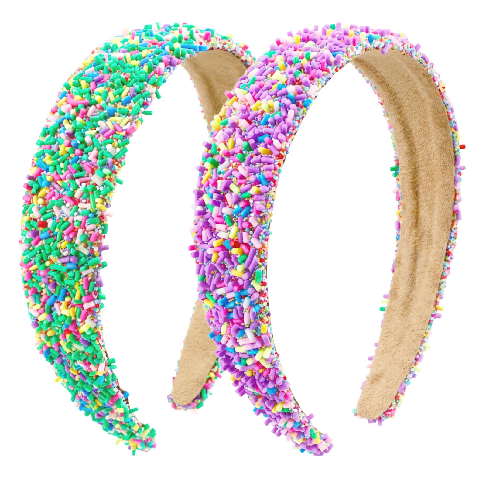 GIYAWA front view of two sprinkle headbands showing colorful detail and party-ready look