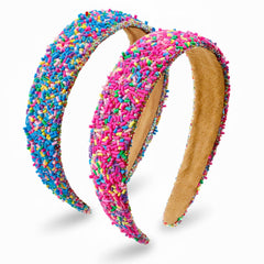 GIYAWA front view of two headbands showing colorful sprinkles and pattern, playful look