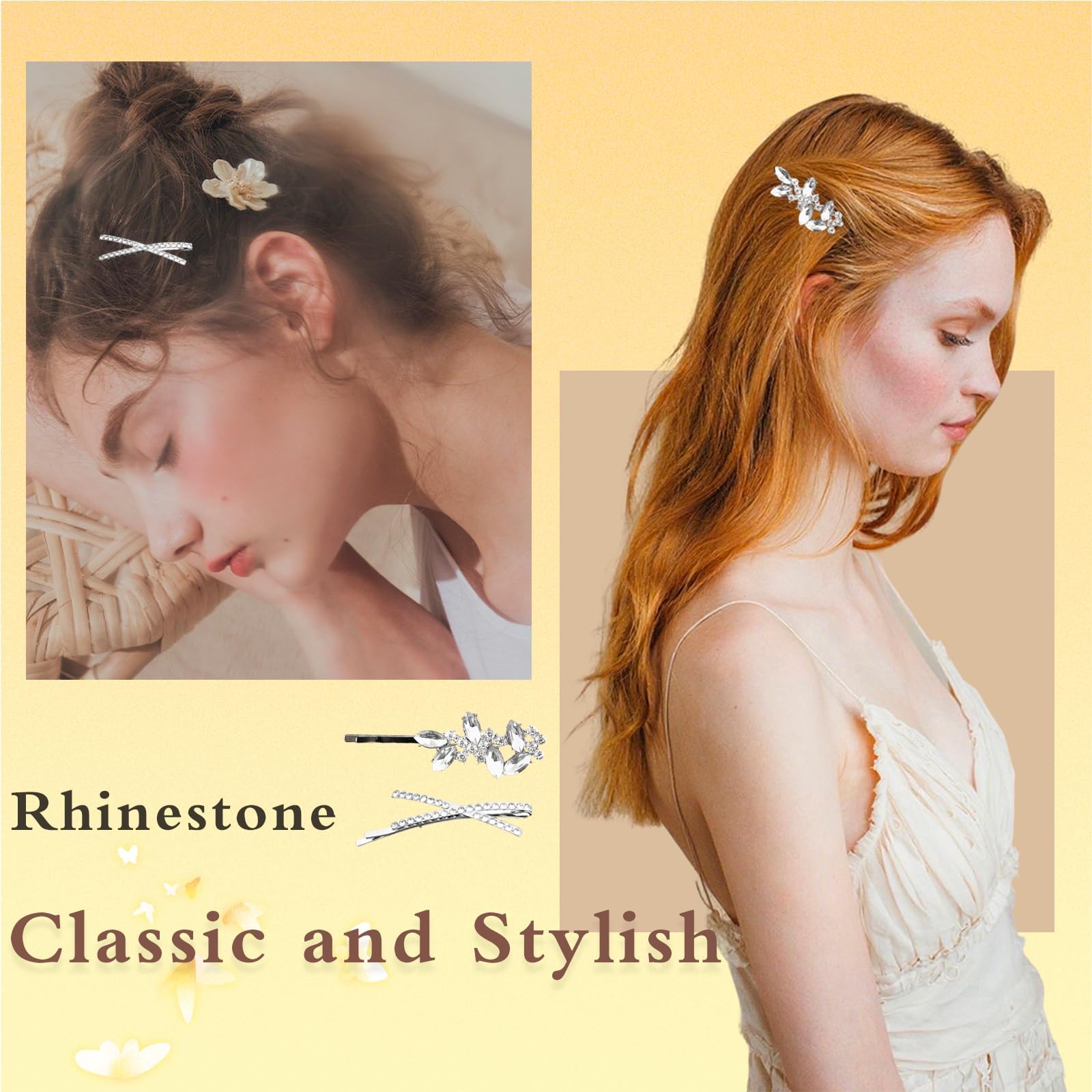 GIYAWA close-up of leaf rhinestone clip highlighting sparkle and delicate detail