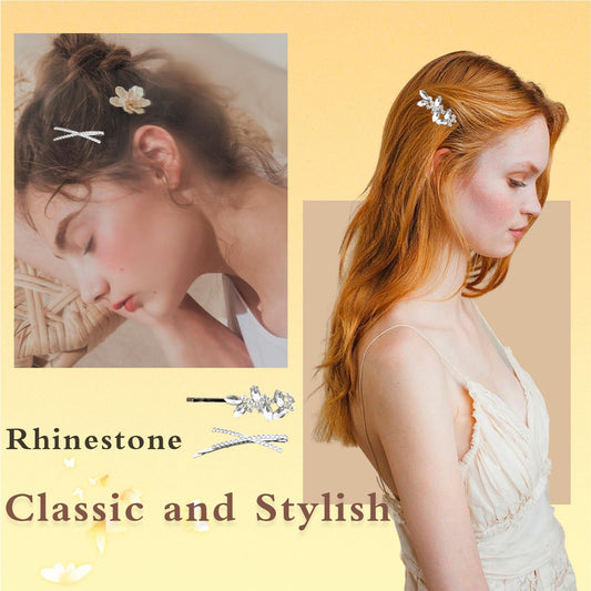 GIYAWA close-up of leaf rhinestone clip highlighting sparkle and delicate detail
