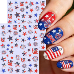 GJJBQTT finished manicure in red white and blue showcasing festive nails