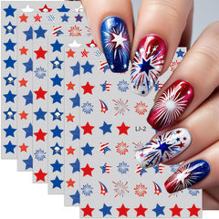 GJJBQTT front packaging showing six patriotic sticker sheets for quick manicures