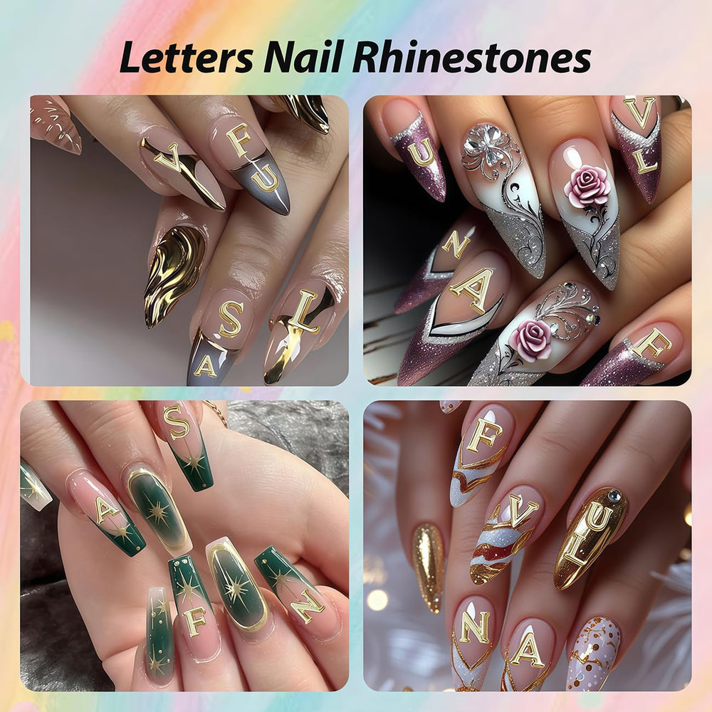 GJJBQTT finished party nails with letter charms adding personalized flair