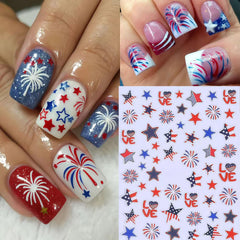 GJJBQTT lifestyle scene with decorated nails at a Fourth of July table setting