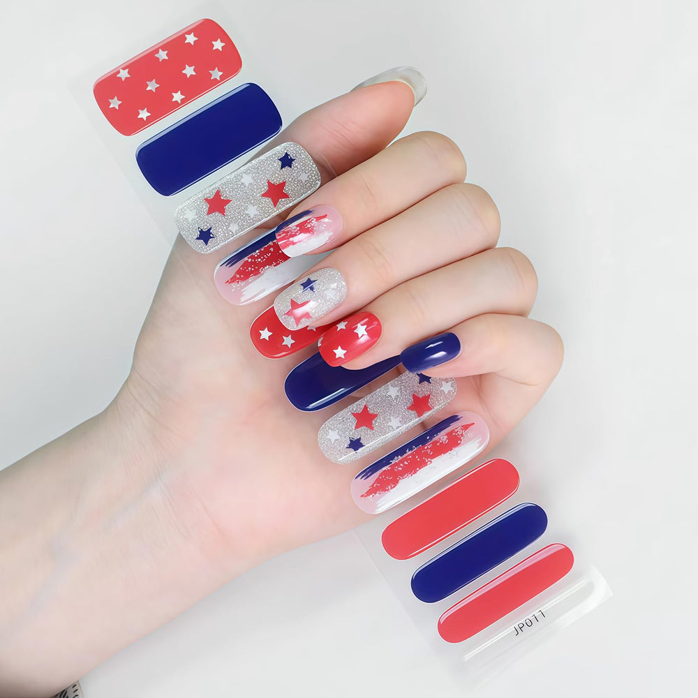 GJJBQTT nail strip curing under UV lamp demonstrating glossy finish and durable wear benefit
