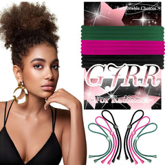 GJRR front packaging of six adjustable hair ties shows colors and bulk value, ideal for gifting