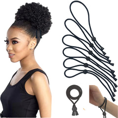 GJRR front packaging showing six adjustable satin hair ties and benefits