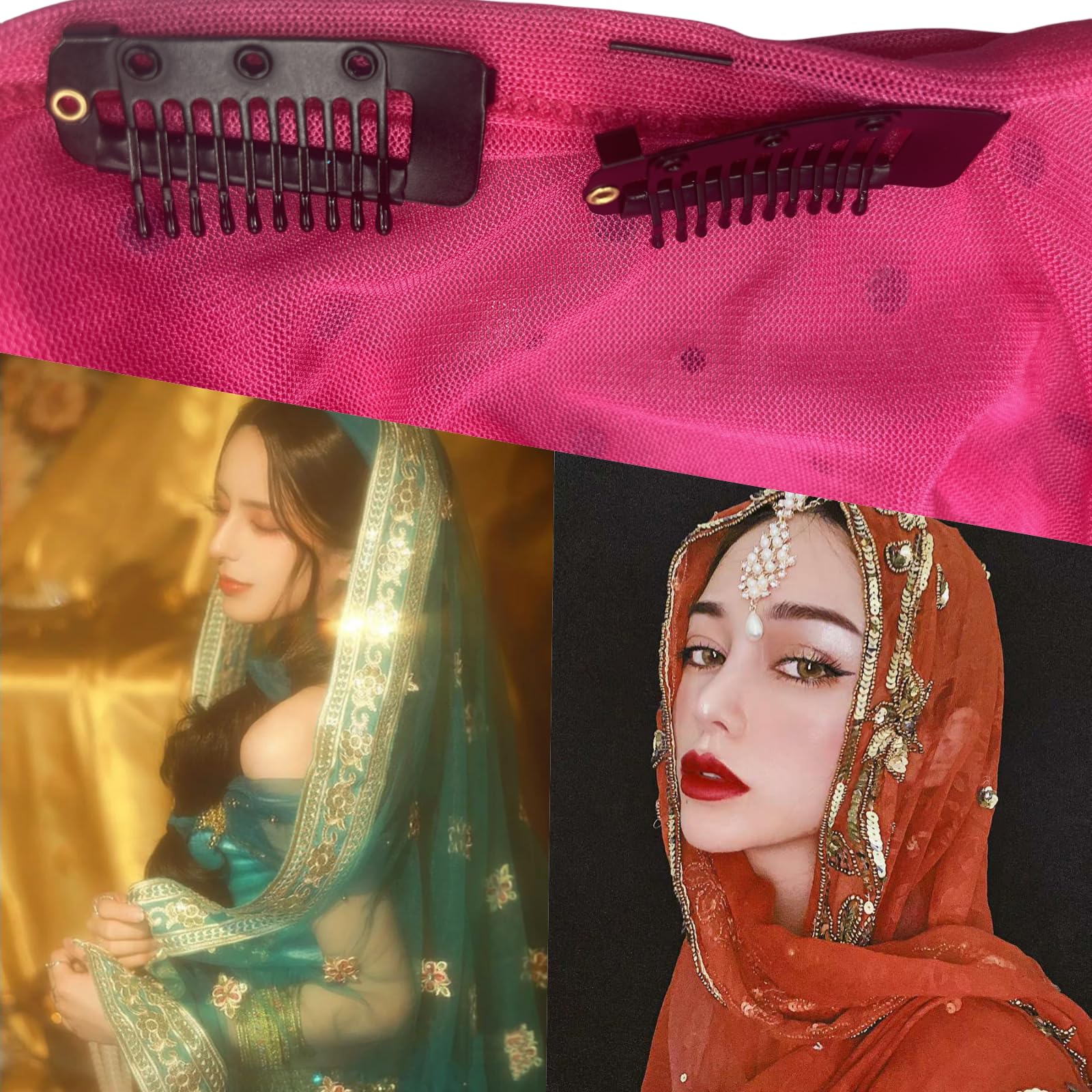 GJRR clip in use securing a dupatta for stable, comfortable wear
