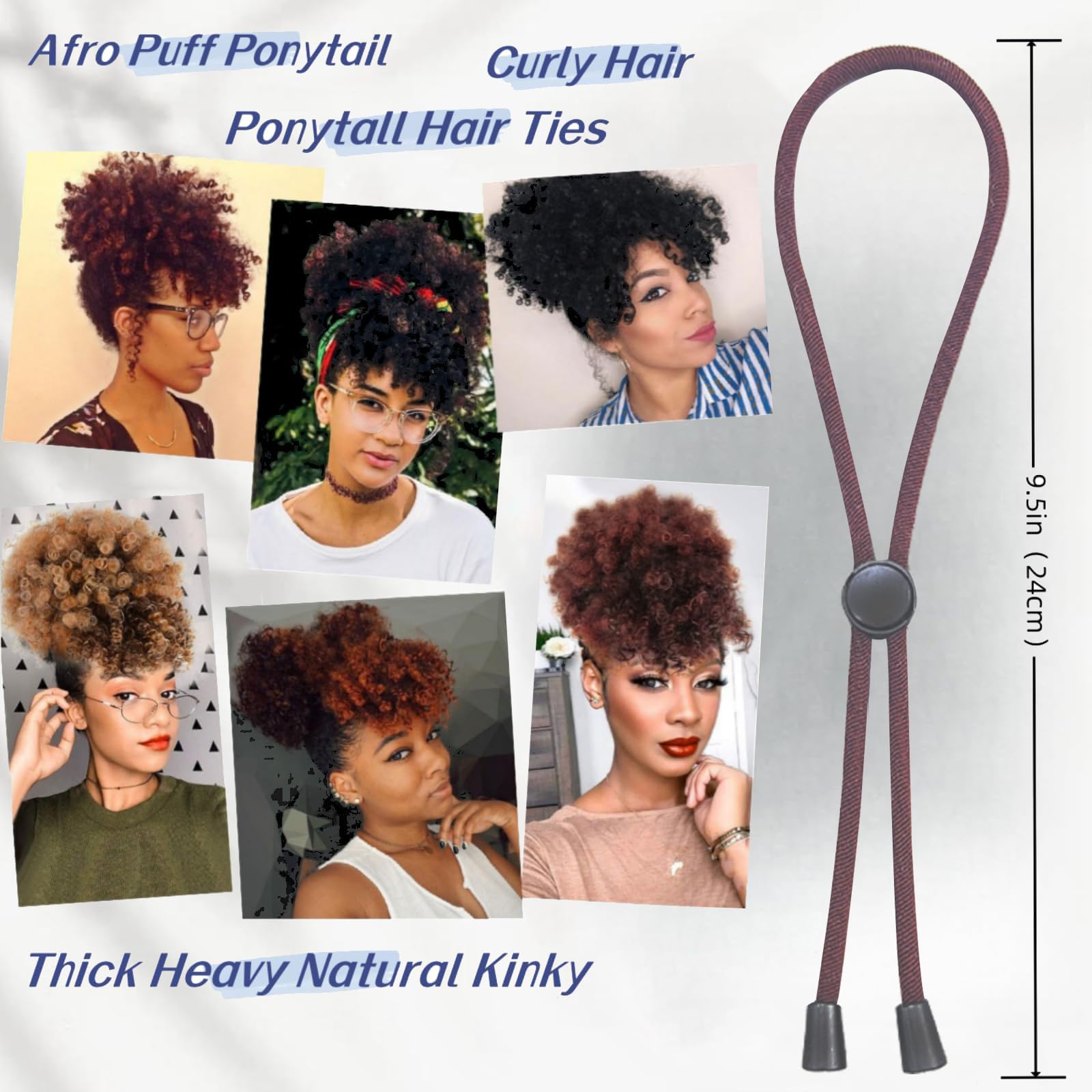 GJRR hair tie next to hand to show extra length and size compatibility