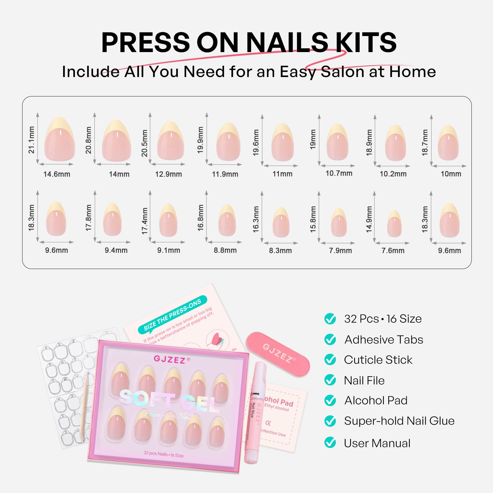 GJZEZ multiple nail sizes laid out to show fitting variety