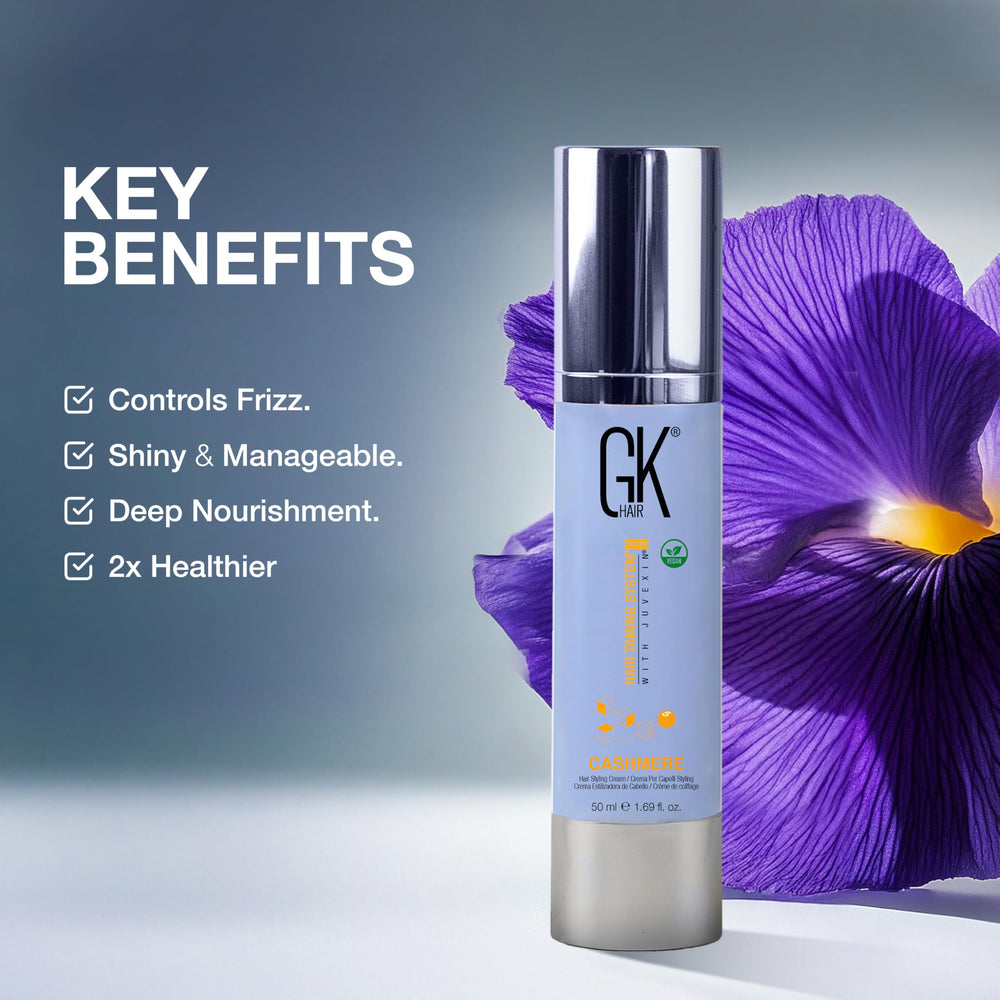 GK HAIR hand applying cream showing easy distribution