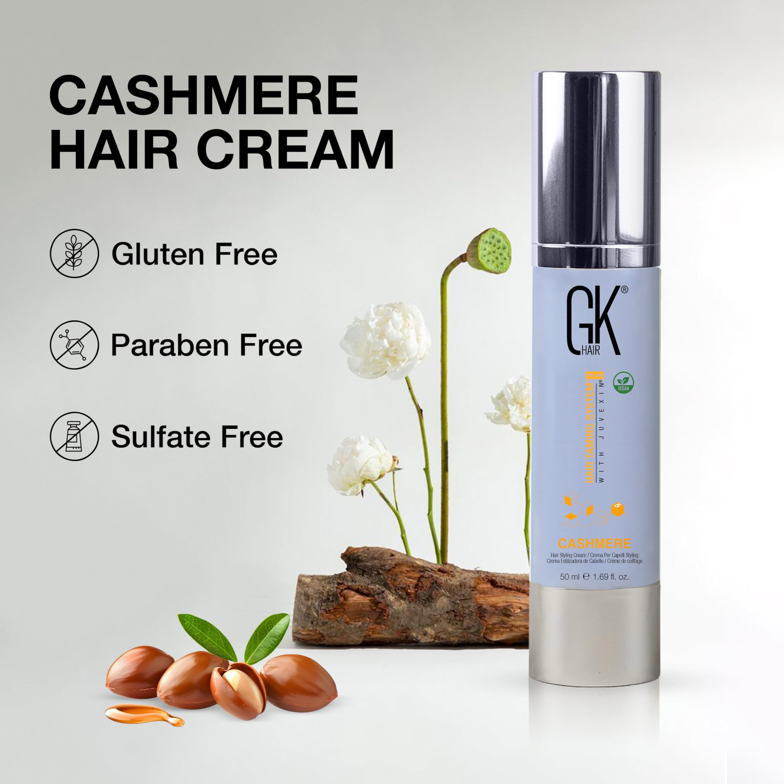 GK HAIR product on bathroom shelf lifestyle for everyday use
