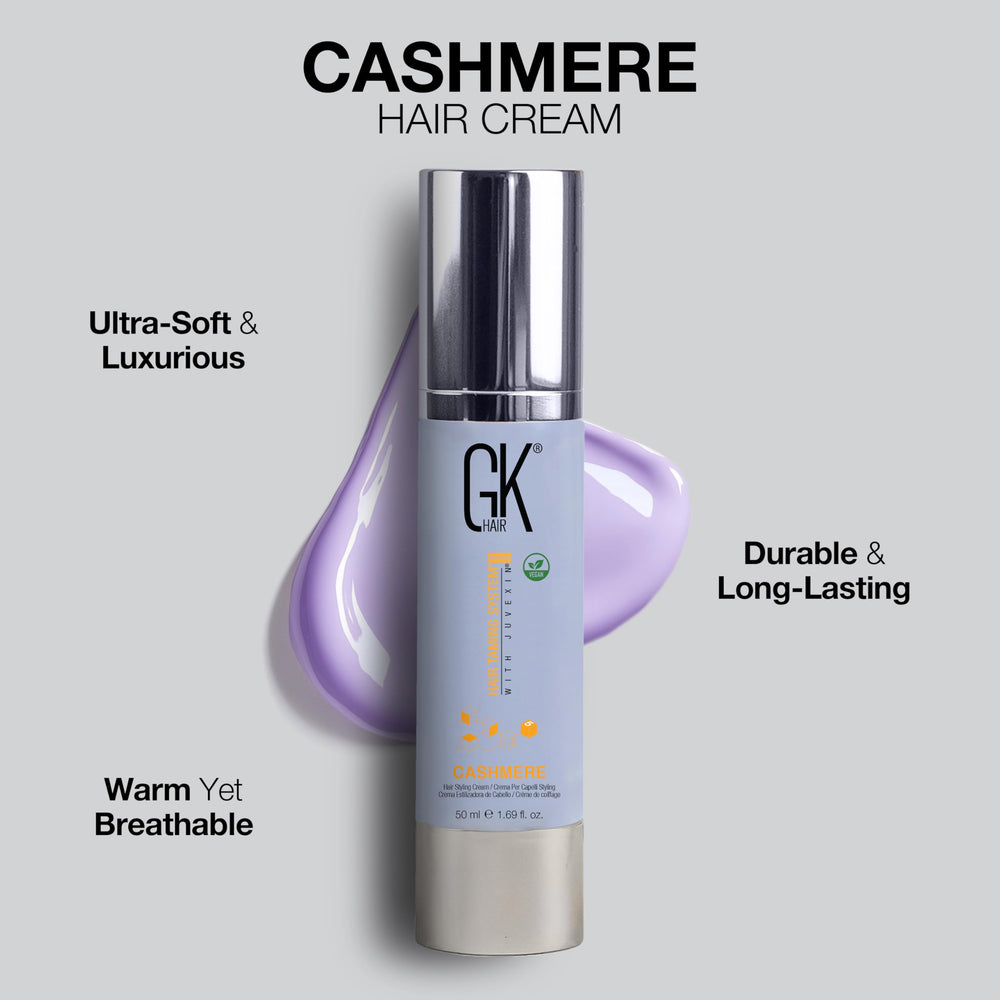GK HAIR cream beside travel items indicating compact 1.69 oz size