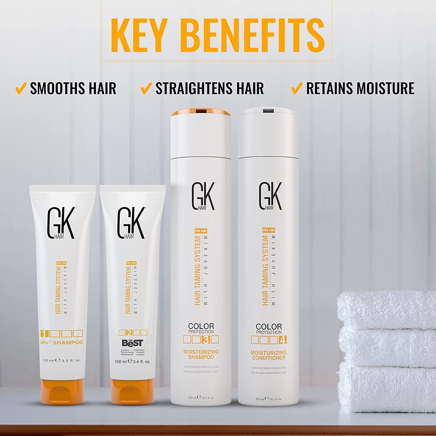 GK HAIR label ingredients close-up showing key conditioning components and oils