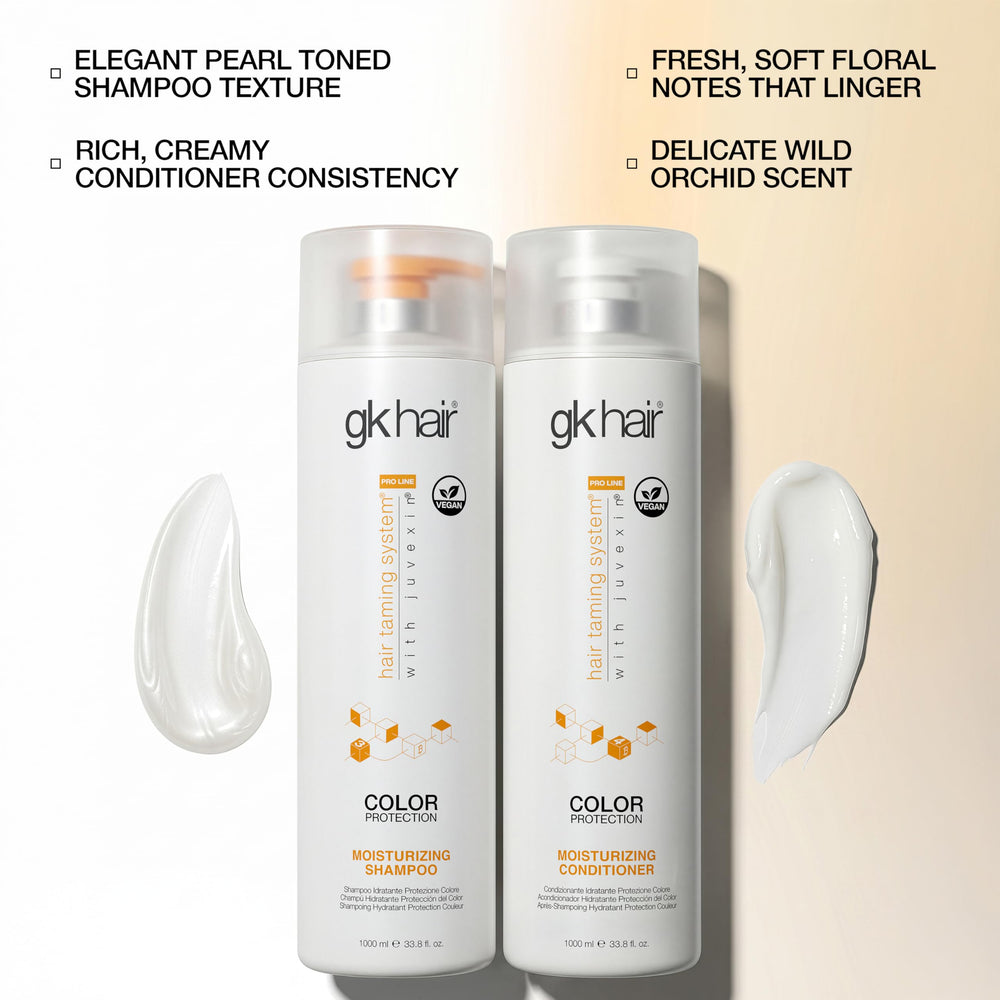 GK HAIR botanical extracts display, emphasizing natural ingredients and nourishing benefit