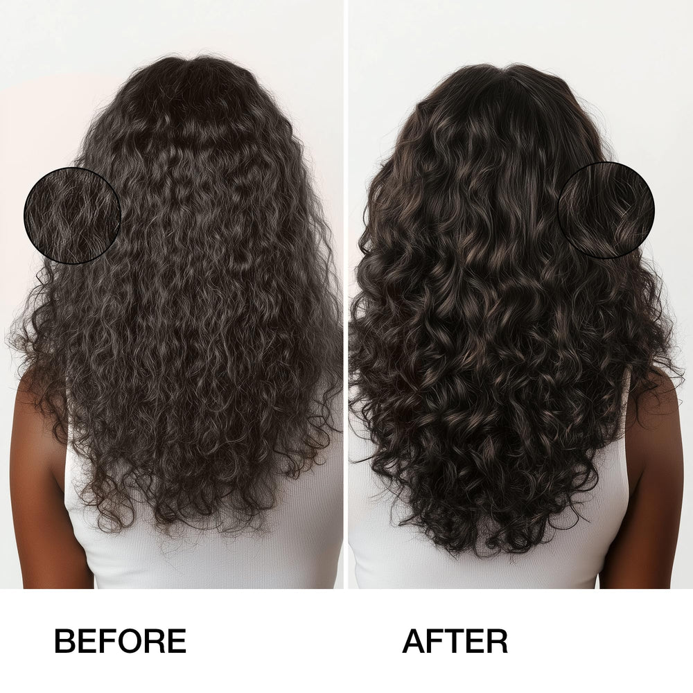 GK HAIR hair after use with visible shine and reduced frizz benefits