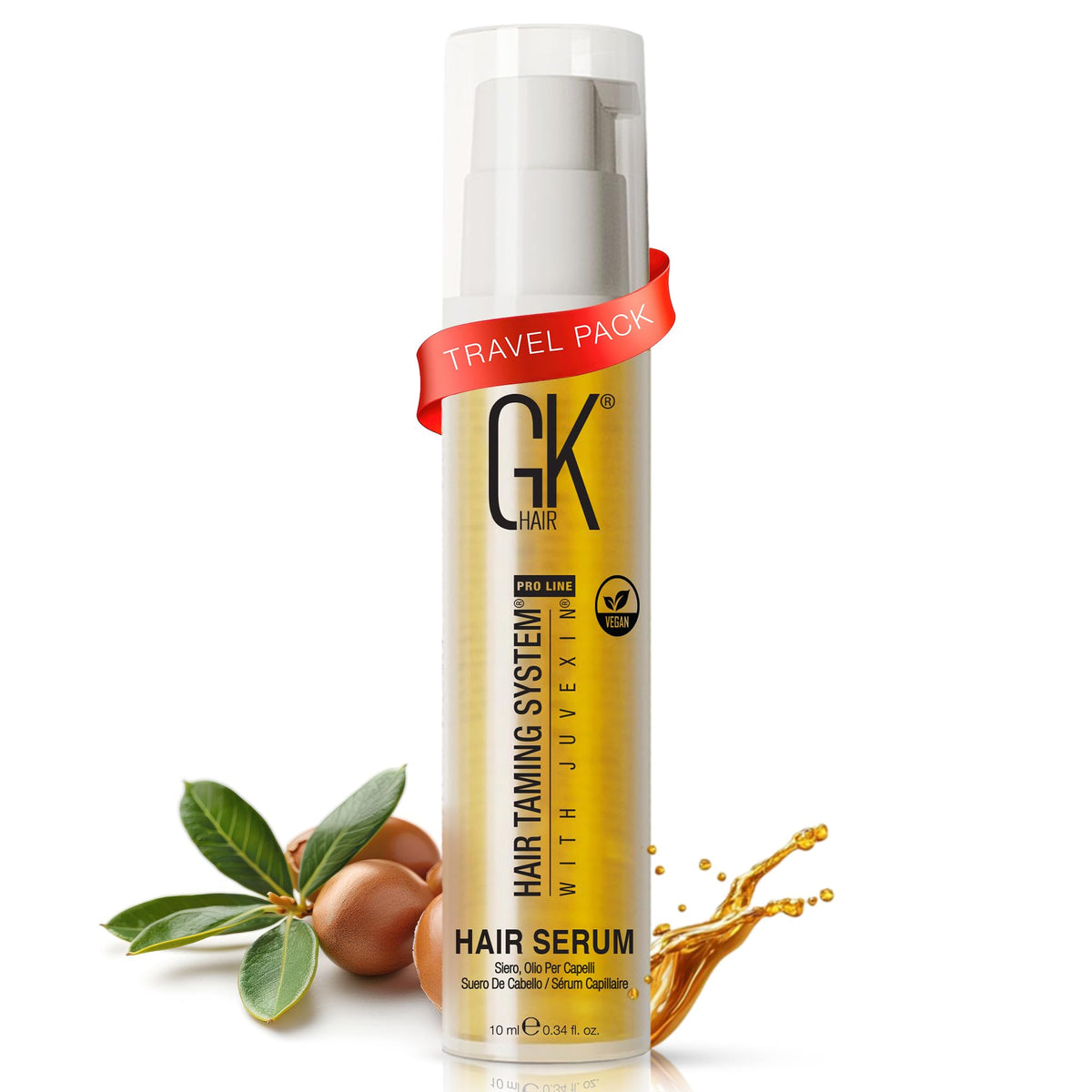 GK HAIR travel oil front bottle shows compact design and easy portability