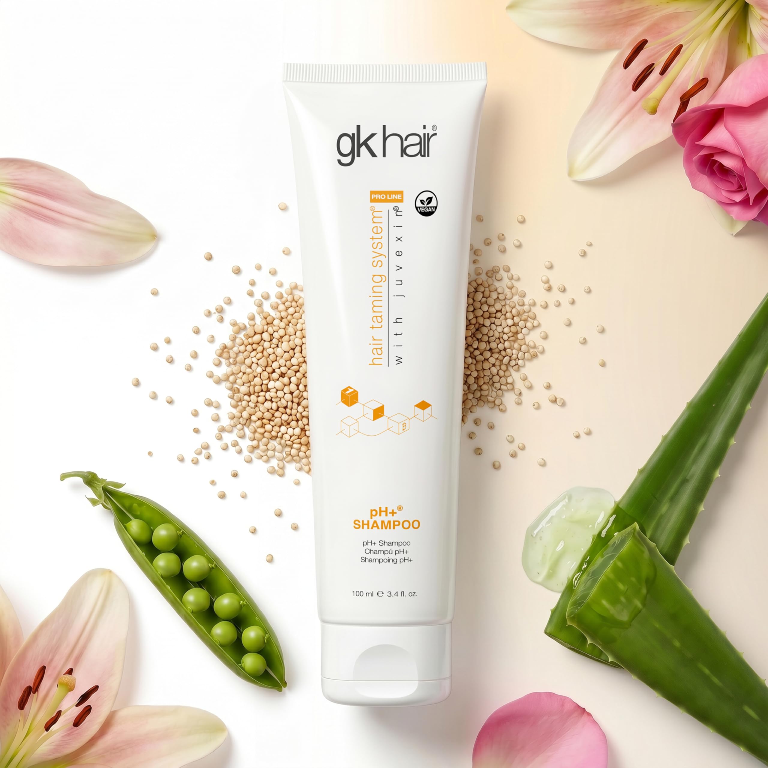 GK HAIR shampoo being applied in salon to prep hair for smoothing benefit