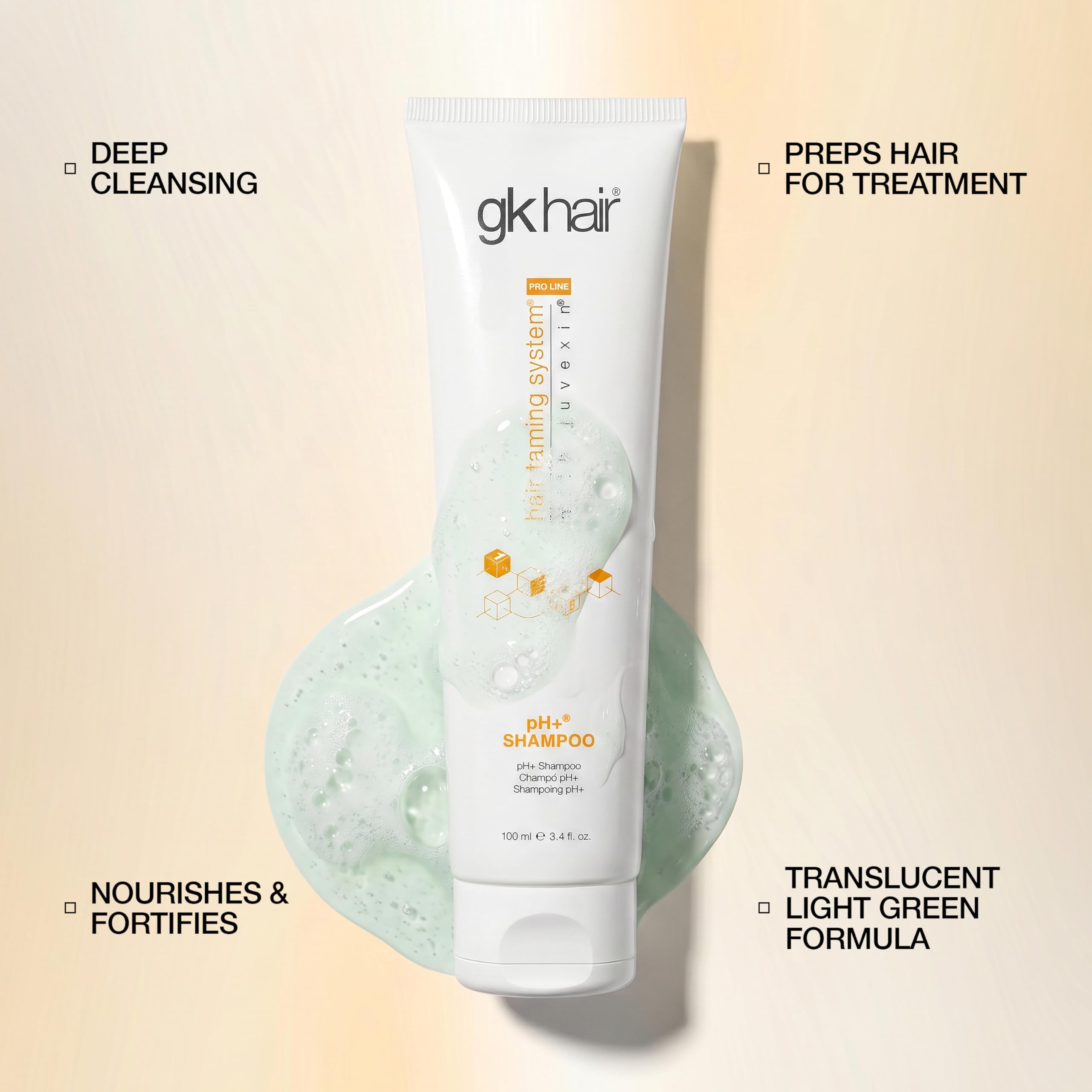 GK HAIR bottle in hands for size scale and convenient travel benefit