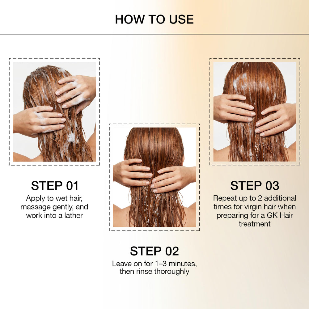 GK HAIR shampoo texture close-up demonstrating gentle yet deep-clean benefit